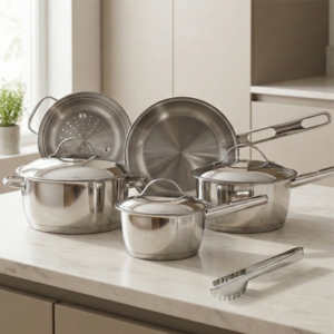 Jogo de Panelas Aço Inox 5 peças + Pegador - LUCS