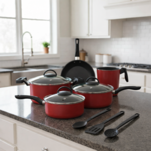 Jogo De Panelas Antiaderente 8 Pçs C/ Tampa De Vidro - LUCS